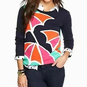 Crown & Ivy, Colorful, Lightweight, Sweater,Fun Umbrella Design, Stretch,Size S